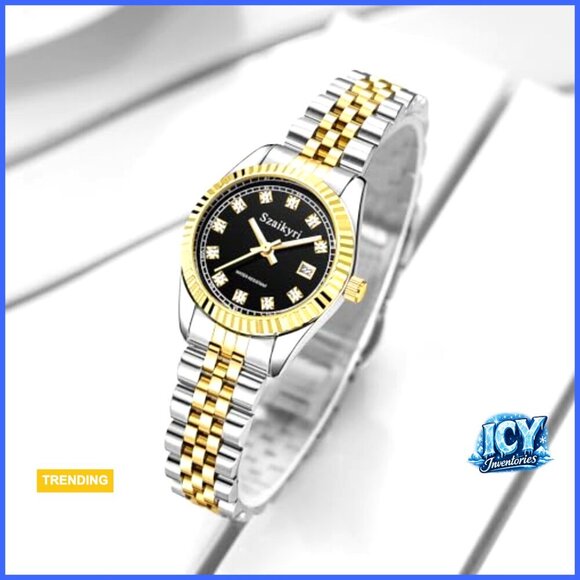 Classic Dress Watch with Solid Stainless Steel Band and Diamond Bezel main image 5